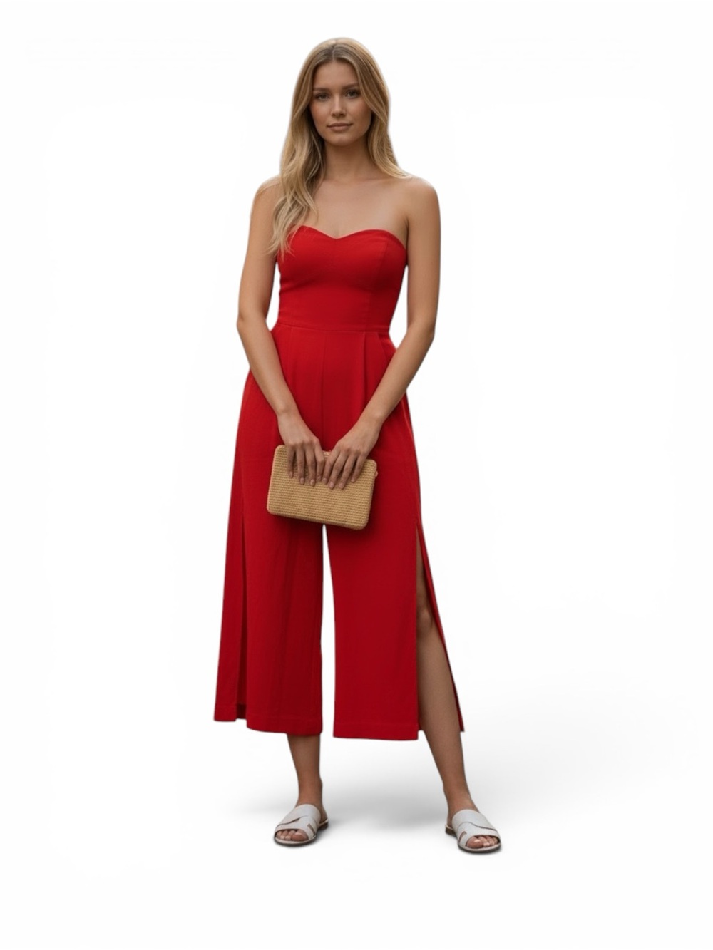 Milly Strapless Red Jumpsuit